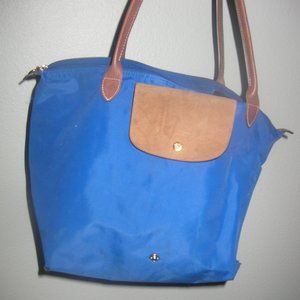 Longchamp Blue  Le Pliage Short Handle Small Handbag Purse